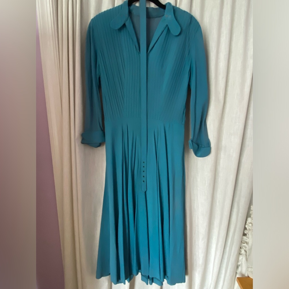 Handmade Vintage Dress 👗 Blue with Belt No Tags Size Woman’s 8